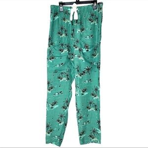 NWT Free People Sandrine Rose Med Blue Pants Palm Trees Pocket Elastic Waist
